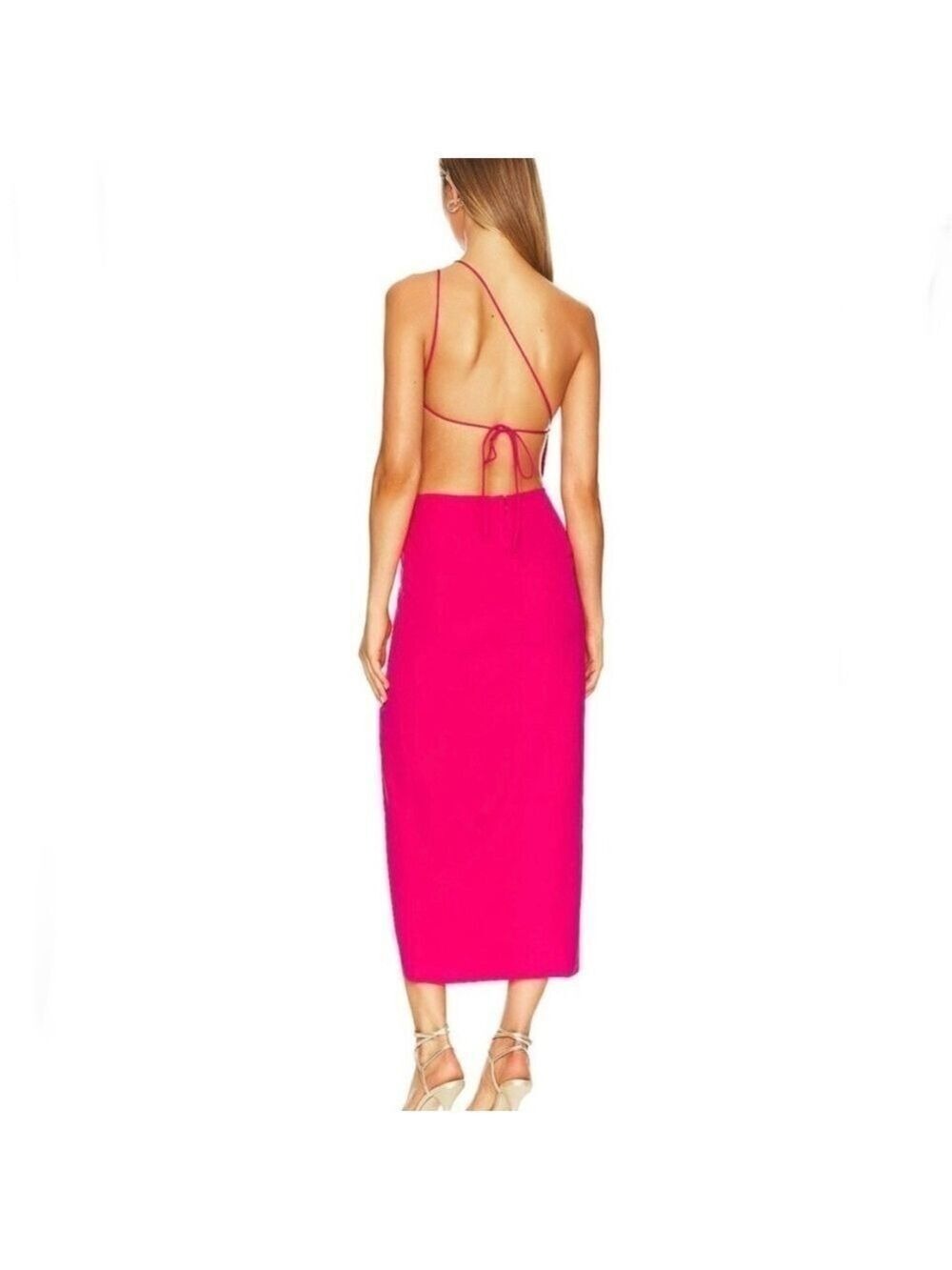 Bardot Luna Cut Out Midi in Pink Punch Dress Size 10 NWT - Picture 3 of 7